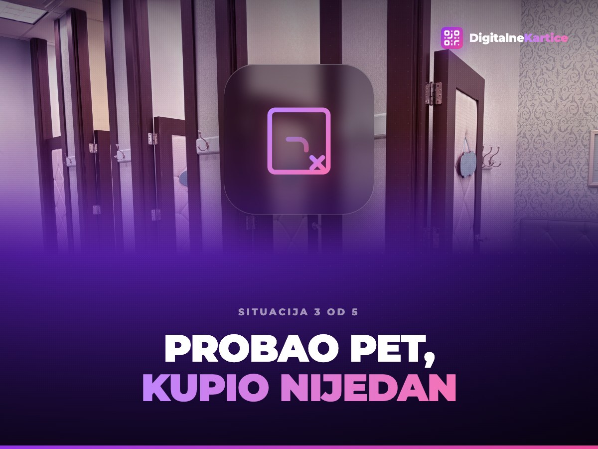 Probao pet, kupio nijedan. Kabina za probu sa odbačenim komadima na klupici