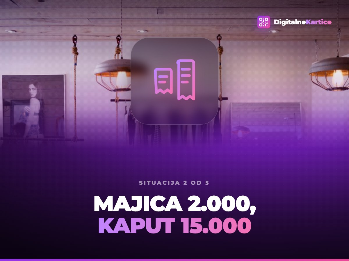 Majica 2.000, kaput 15.000. Kaput i majica na vešalici jedno pored drugog u butiku