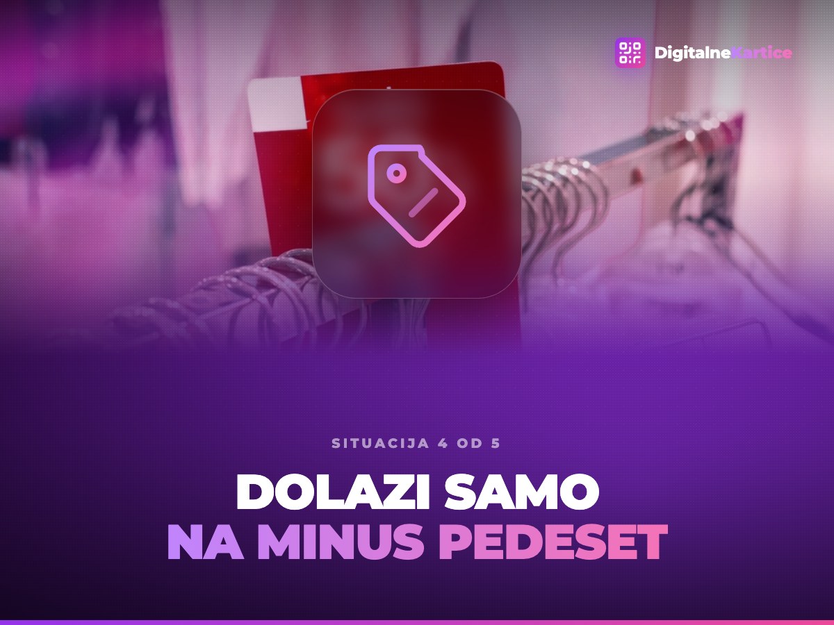 Dolazi samo na minus pedeset. Stalak sa oznakama sniženja u butiku
