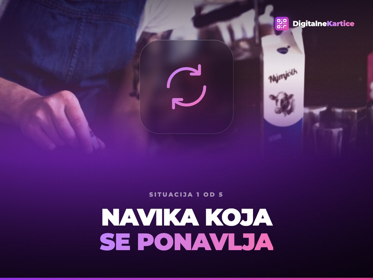 Navika koja se ponavlja. Barista pruža šoljicu kafe stalnom gostu preko šanka