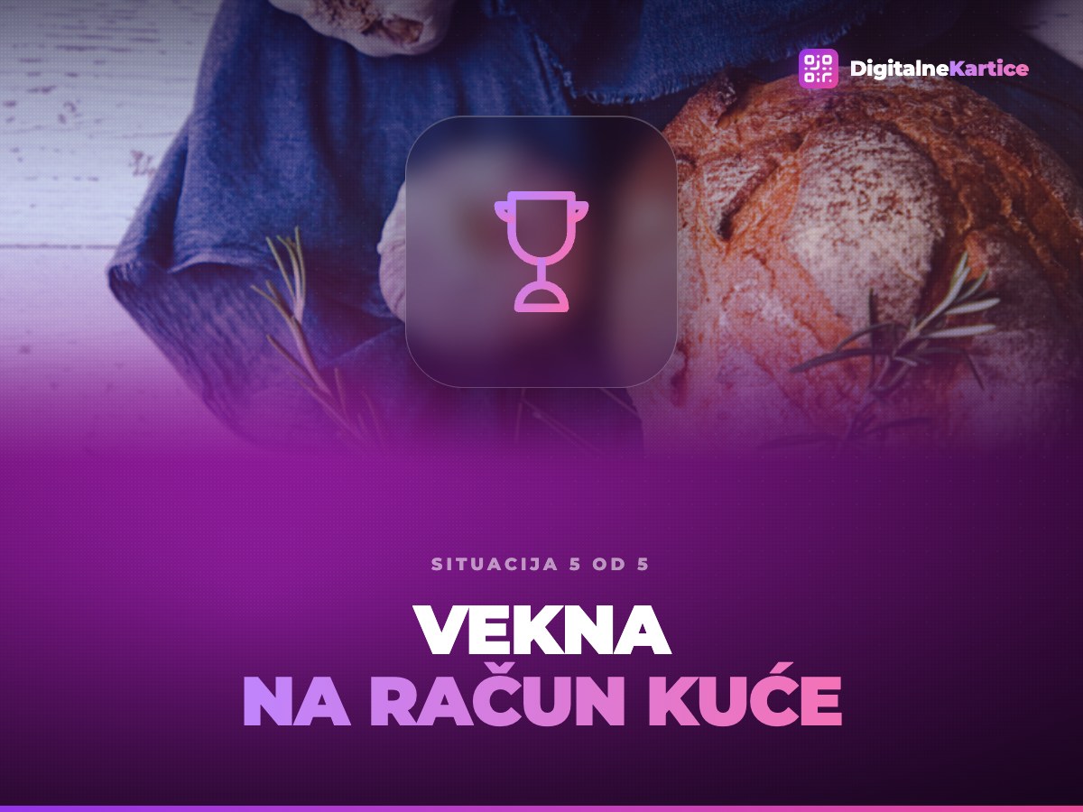 Vekna na račun kuće. Prodavačica pruža toplu veknu kupcu preko pulta pekare