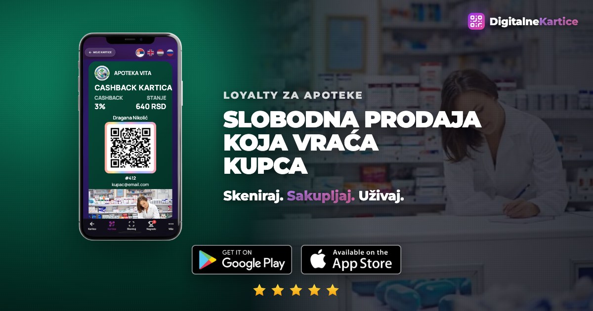 Loyalty program za apoteke: cashback na slobodnu prodaju u digitalnoj kartici