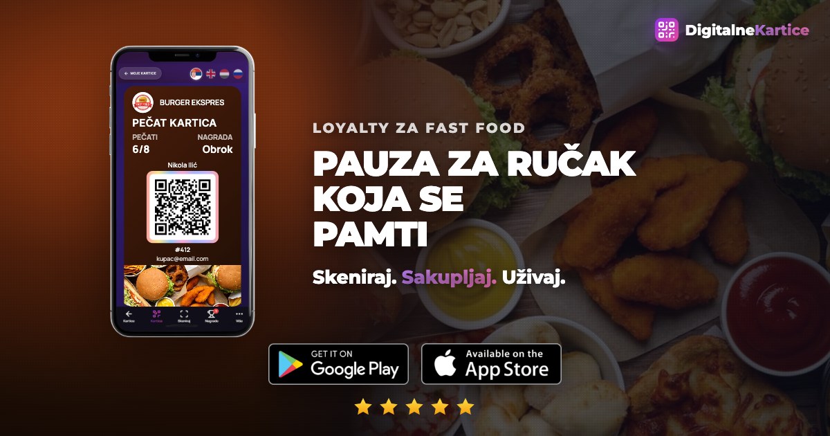 Loyalty program za fast food: kupac sakuplja pečate na svaki obrok u aplikaciji