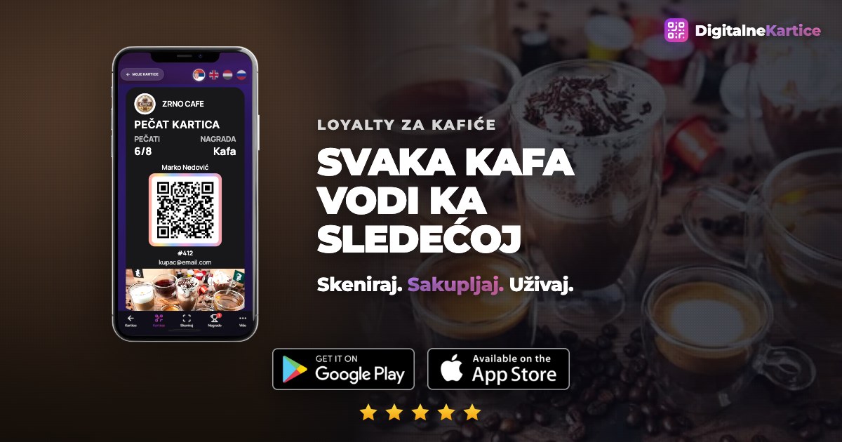 Loyalty program za kafiće: gost skuplja pečate za kafu u aplikaciji na telefonu